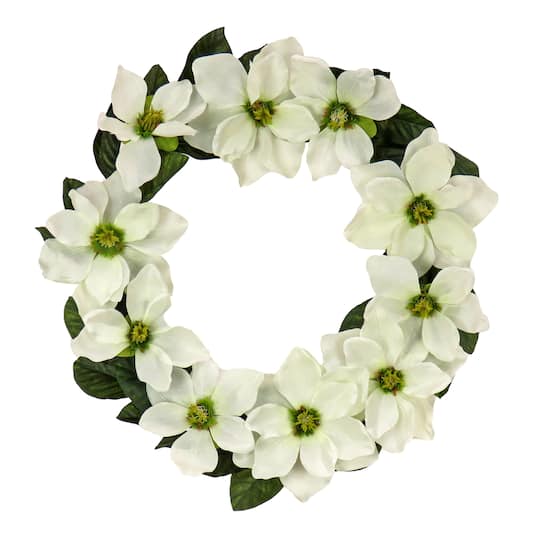 24&#x22; Cream Magnolia Flowers Wreath